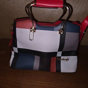 Stylish Red and Multicolor Handbag